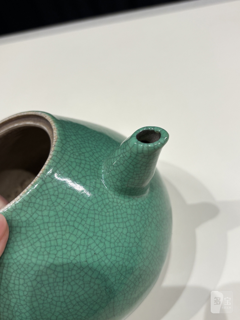 清早期 绿哥釉三足茶壶 - 图9